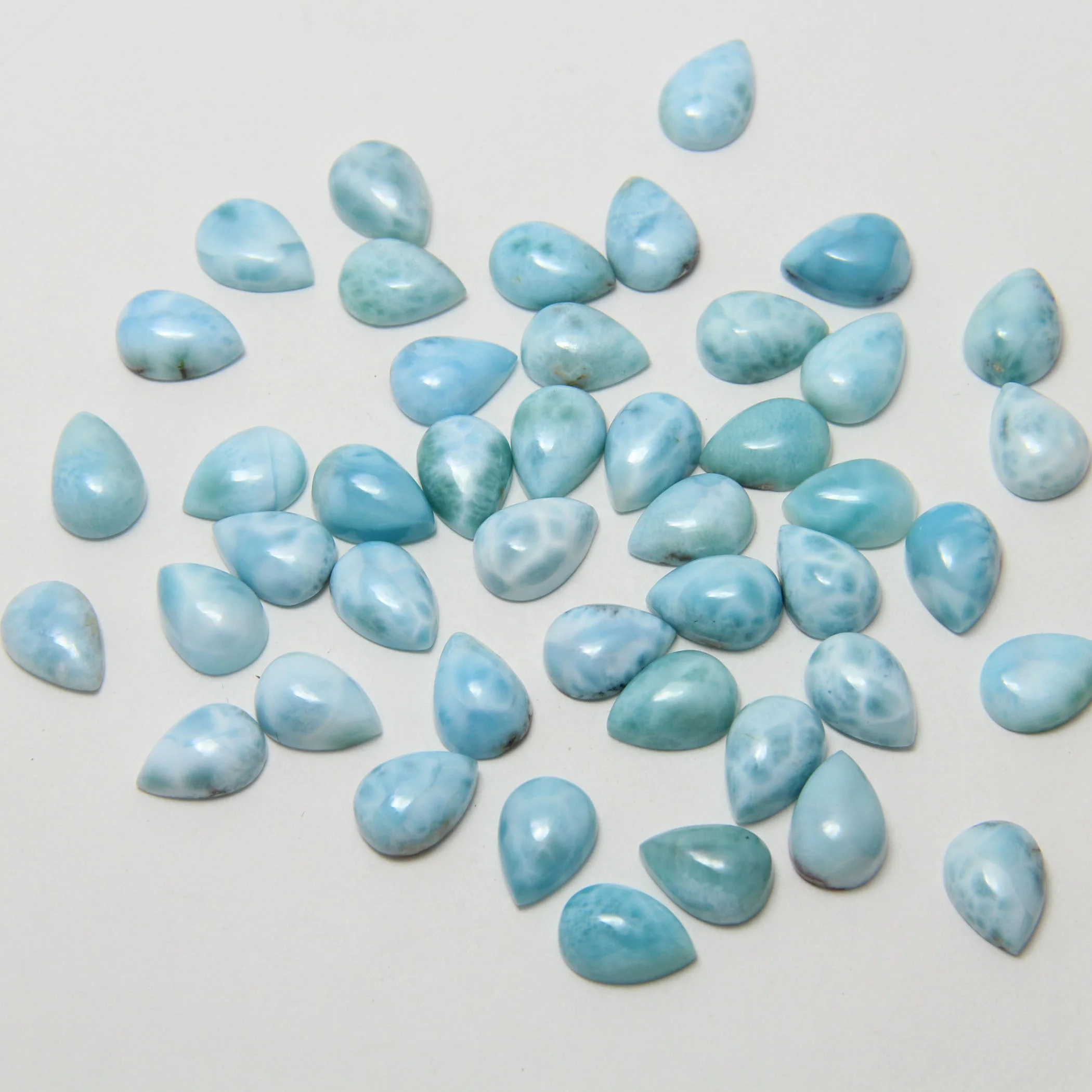New Arrival Natural Larimar Cabochon Pear Shape  Loose Gemstones For Making Jewellery