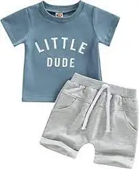 100% Cotton boys  Clothing Sets Summer Baby Girl Gets Toddler Lounge Wear Short Sleeve t Shirt Kids Two Piece Biker Short Set
