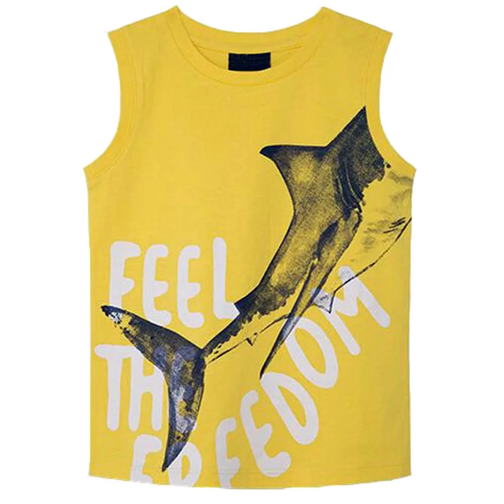 Summer Boys Vest and Girls Tank Tops New Design Knitted Jersey 100% Cotton Casual Featuring Fun Animal Print for Children