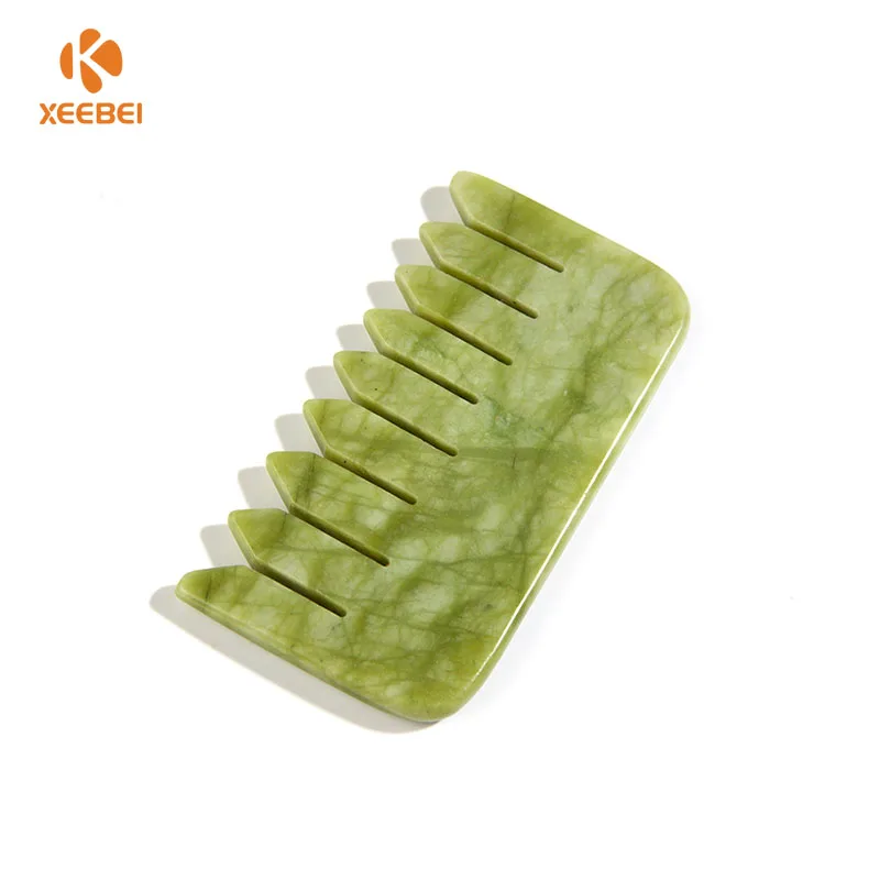 Custom Logo High Quality Rose Quartz Jade Guasha Tools Jade Head Comb For Head Massage