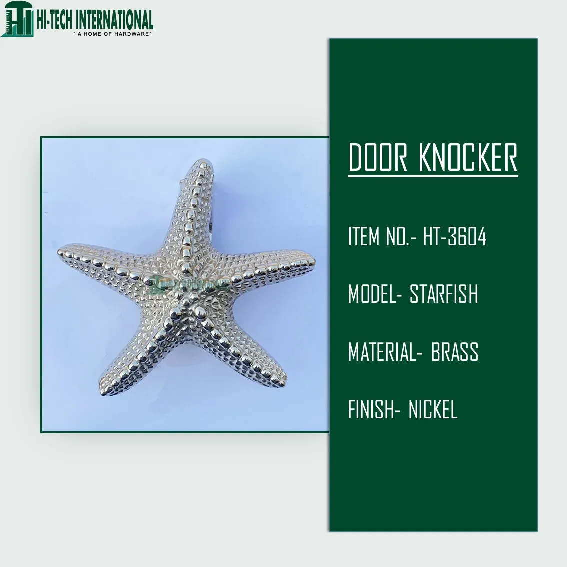 Nickel Finish Starfish Door Knocker Custom Animal Door Knocker Brass Wholesale Exporter