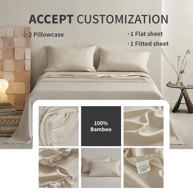 Bamboo Bedding Sheet Set Cooling Bedding Queen Size Luxuriously Soft & Breathable OEKO-Tex100 Fast Dispatch 100%Bamboo Viscose