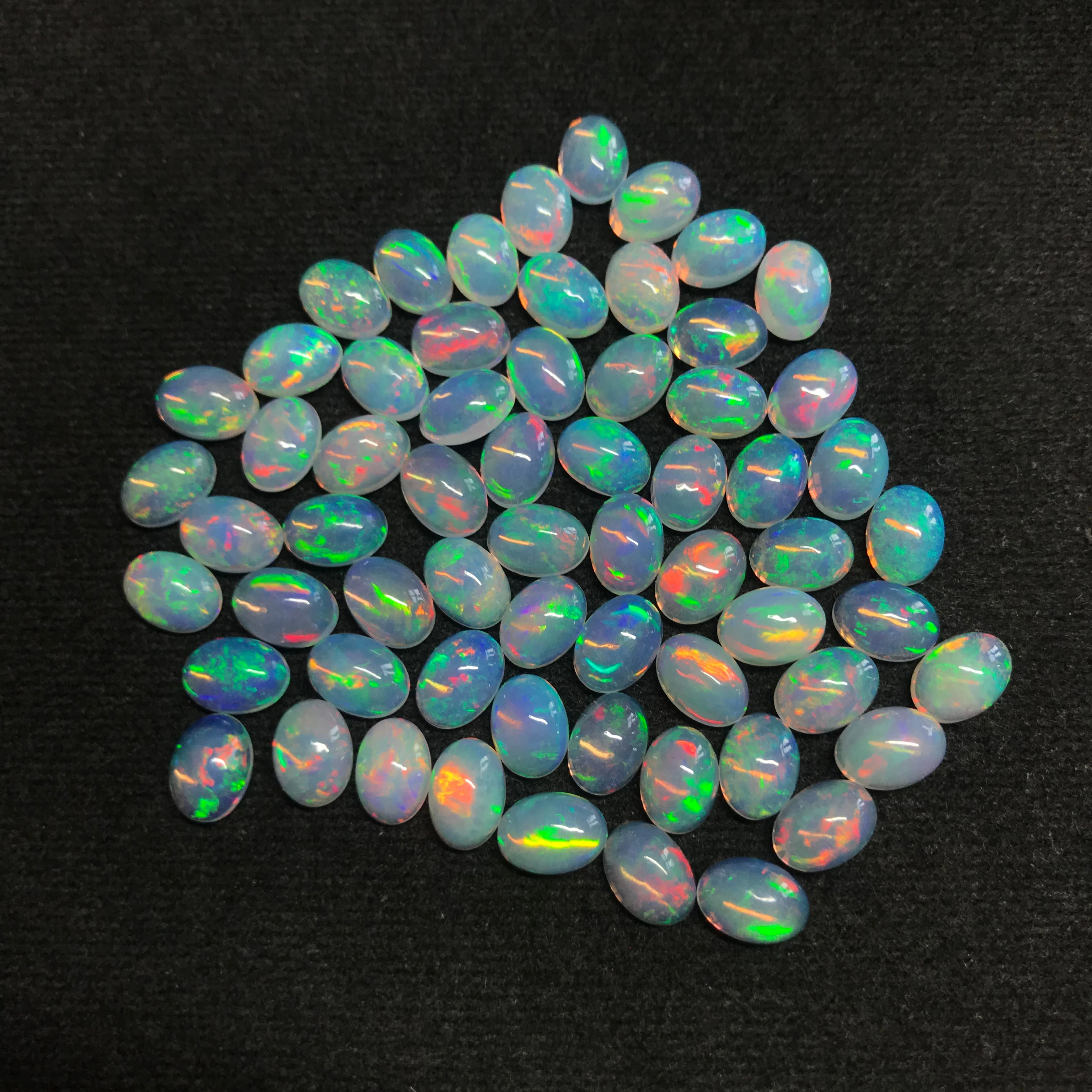 4x6mm Natural Fire Ethiopian Opal Loose Oval Cabochon Gemstone Wholesale Price Natural AAA Top Quality Gemstone Low Price Stone