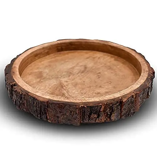Wooden Bark serving tray sustainable with shell trending product from india by indian craft cottage