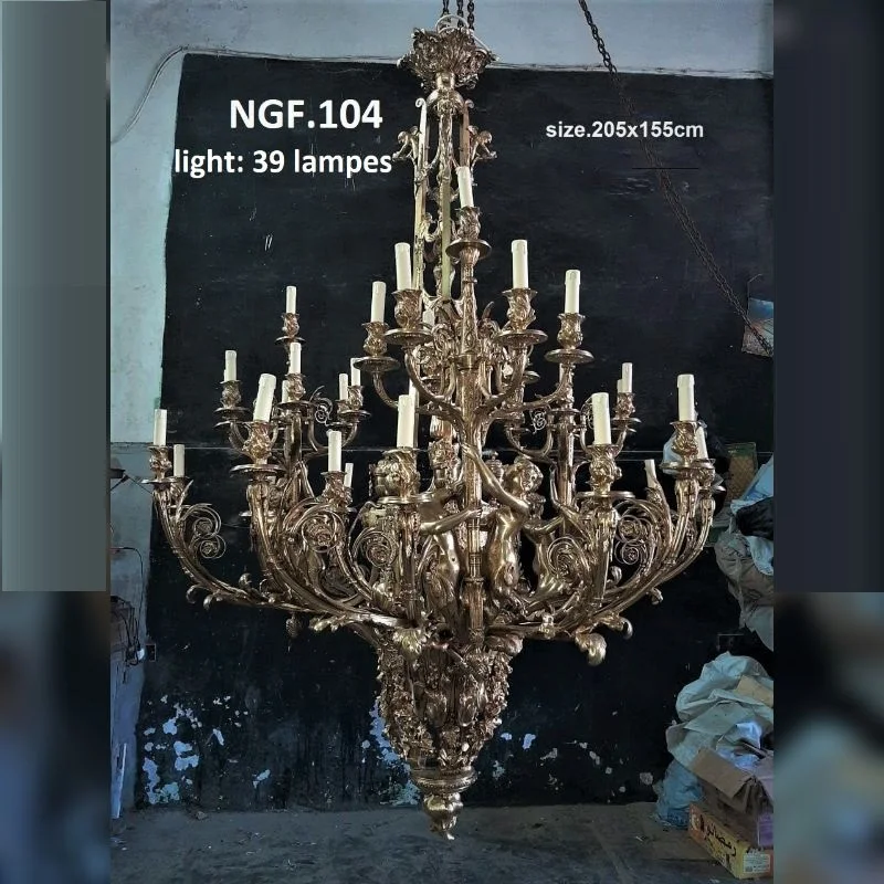 Античная люстра NGF104 из латуни с переключателем управления потолочные подвесные светильники питанием от переменного тока