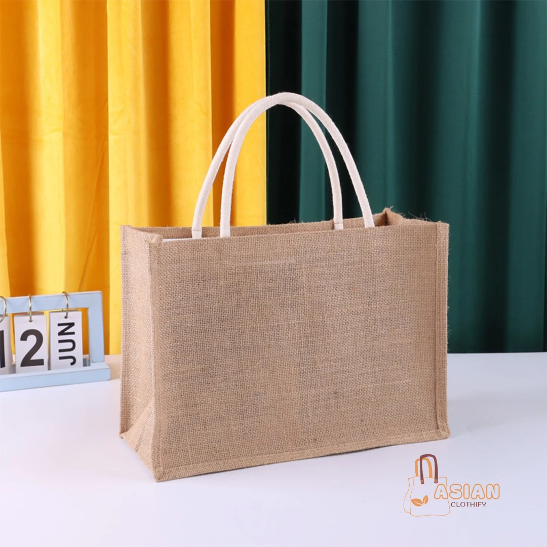 Tote Jute Burlap Tote Bags High quality burlap jute shopping tote bag Eco-Friendly Natural at best market price
