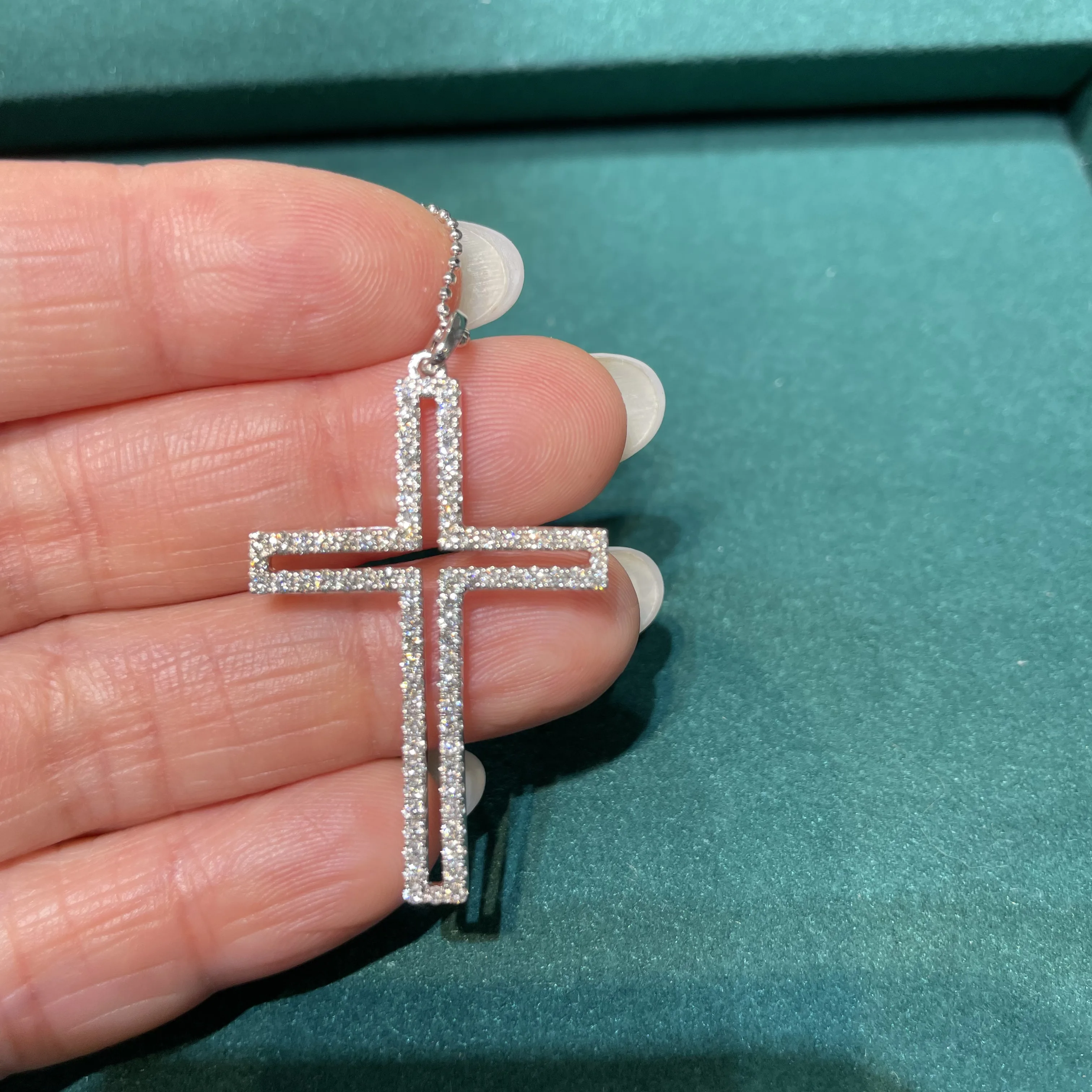 OEM женские ювелирные изделия 925 стерлингового серебра 18k золото вечность Бриллиант Крест очарование 750 белое