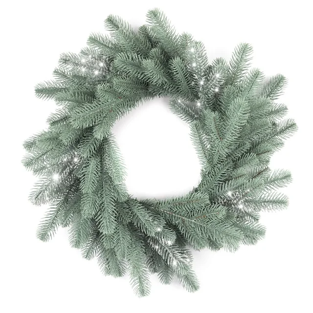 New Design  2024 ARTIFICIAL CHRISTMAS WREATH SILVER SPRUCE PE CRISTAL 50 CM
