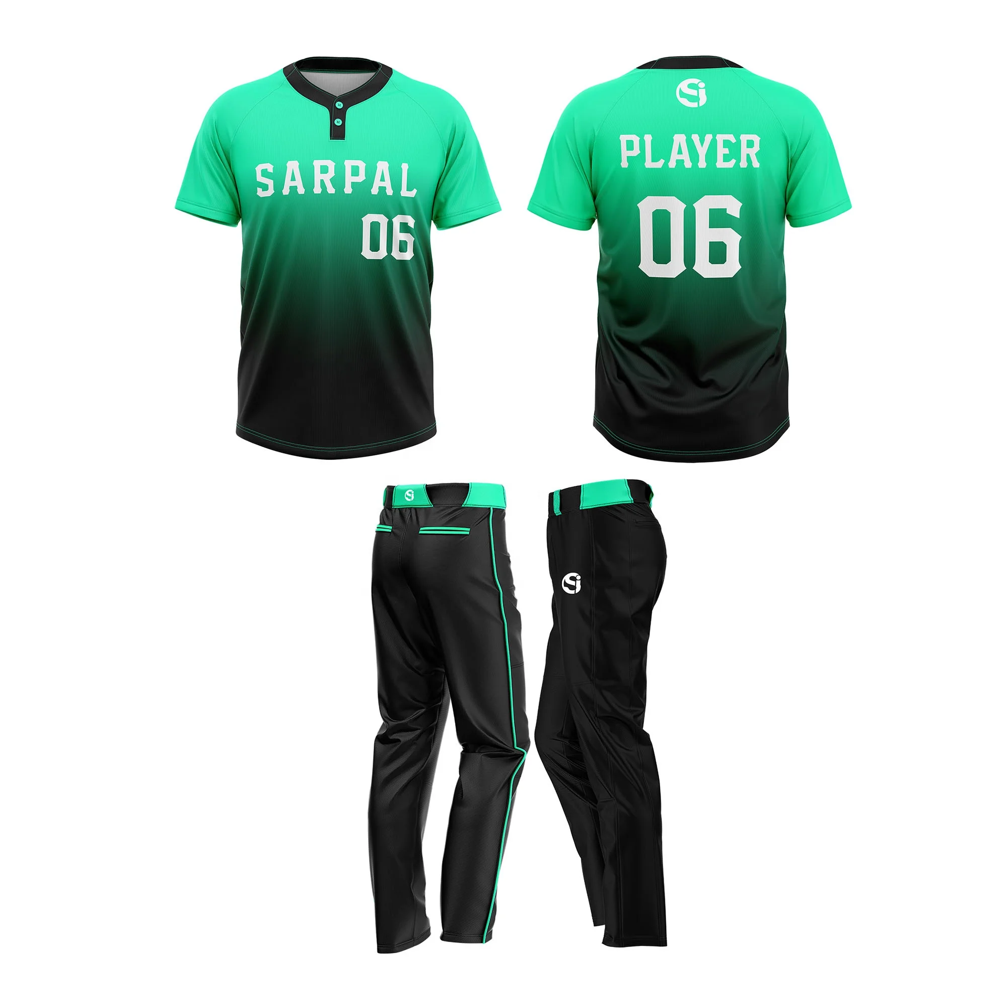 Unisex Professional Custom Made Sportswear Light Weight Two Button Jerseys Baseball Uniform Plus Size Sets