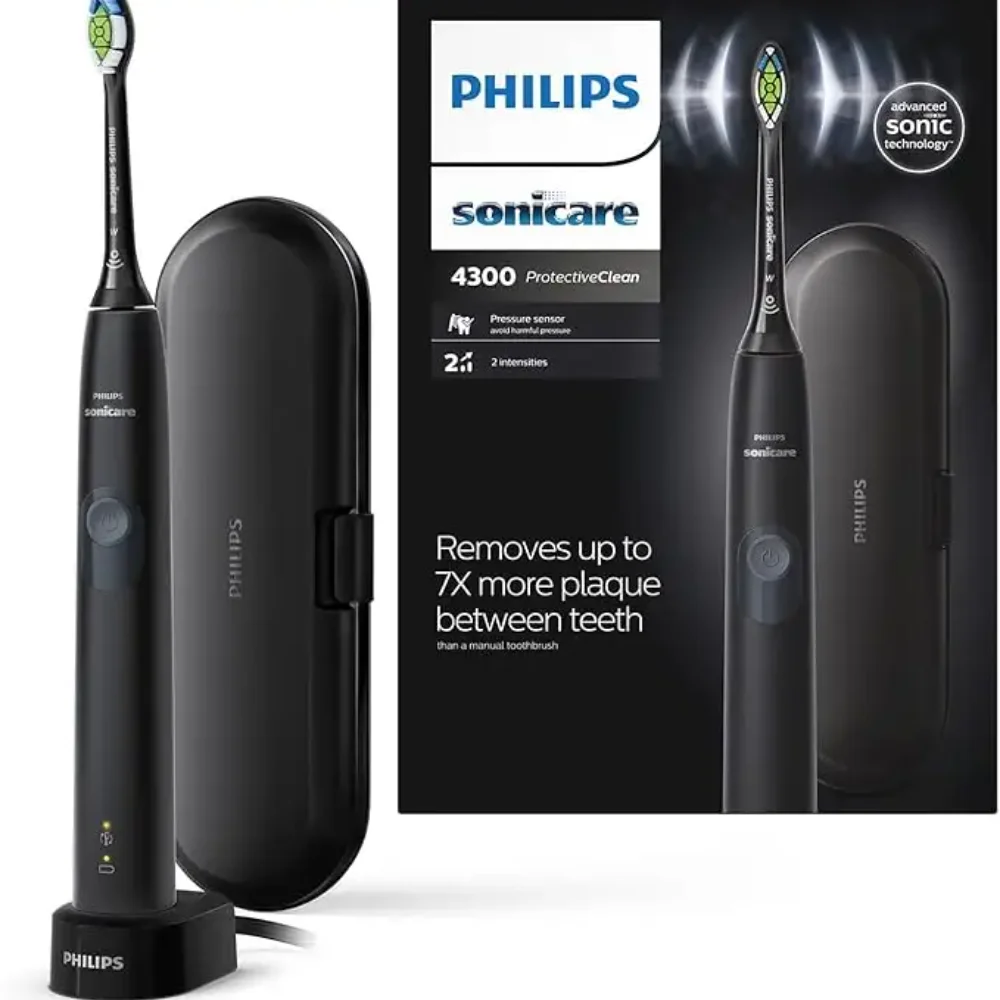 Электрическая зубная щетка Philips-Sonicare 4300 с двумя уровнями интенсивности датчиком давления и таймером модель HX6800/87