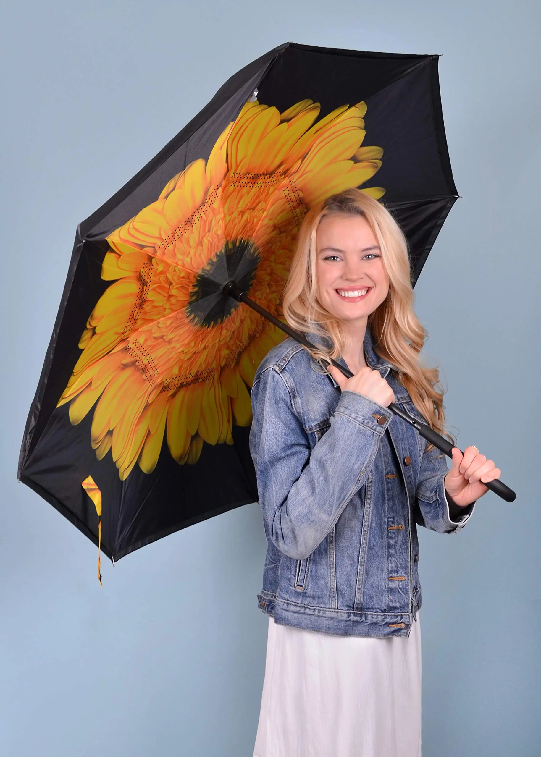 Печать логотипа с ручкой типа c большой перевернутый Зонт маленькая ручка зонтичный принт