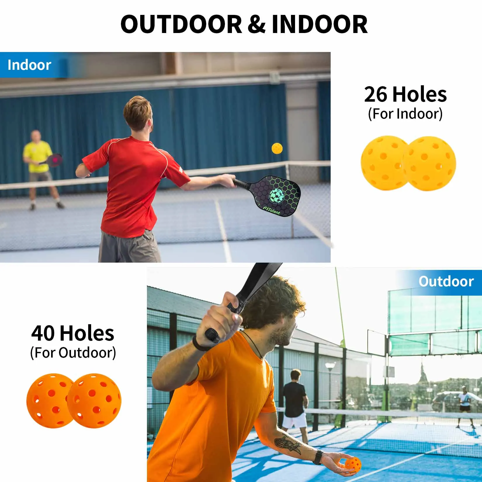 Outdoor Fashion Pickleball Paddle Usapa Approved Carbon Fiber Pickleball Paddle Set with 2 Paddle and 4 Ball