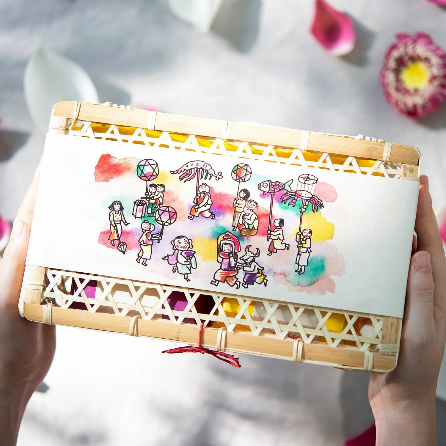 Eco nontoxic friendly storage baskets wicker gift baskets vietnam Natural moon cake wicker gift baskets bamboo boxers gift set