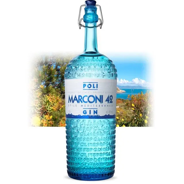 Высококачественный Итальянский Джин Маркони 42 поли, идеальный баланс между 7 различными растениями 700 мл для розничной торговли