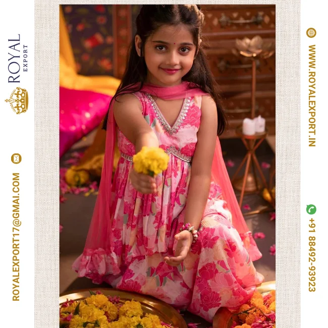 Presenting New Designer Alia Cut Heavy Faux Georgette With Digital Printed Sharara Suit For Kid