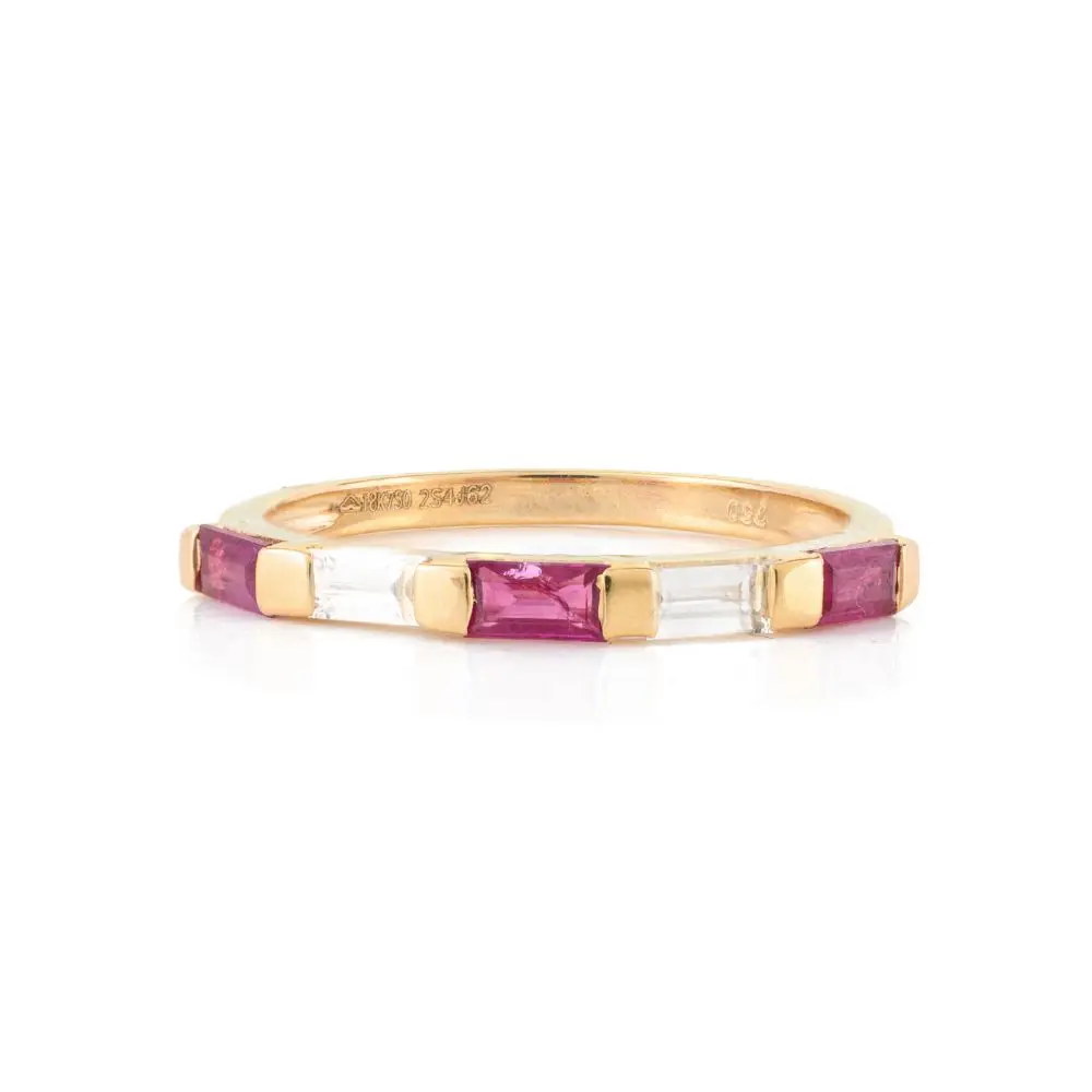 Fine Jewelry Manufacture 18k Solid Yellow Gold 100% Authentic Real Natural Ruby and Diamond Custom Jewelry Ring For Women