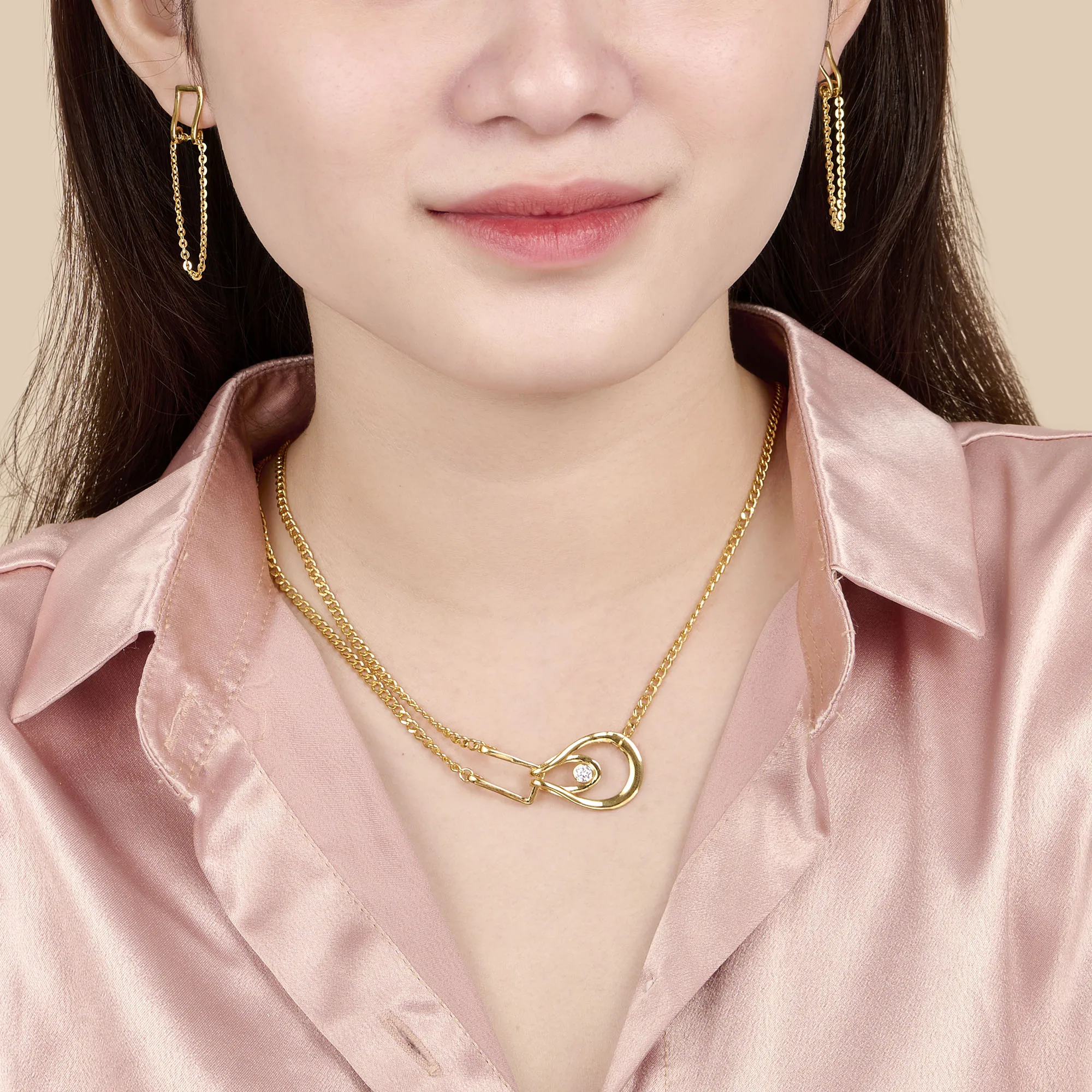 New Hot Sale High End Jewelry Gold Plated Zircon Pendant Necklace Sterling Silver 925 Jewellery Trend Women Jewelry Summer