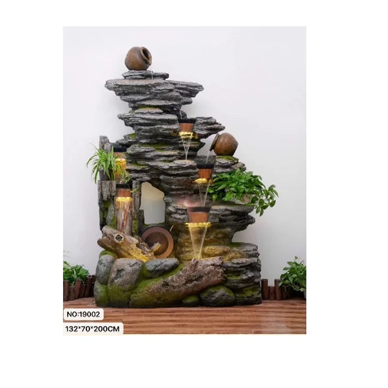 Premiume Quality Popular 3 Layer Polyresin Garden Water Fountain with LED Light