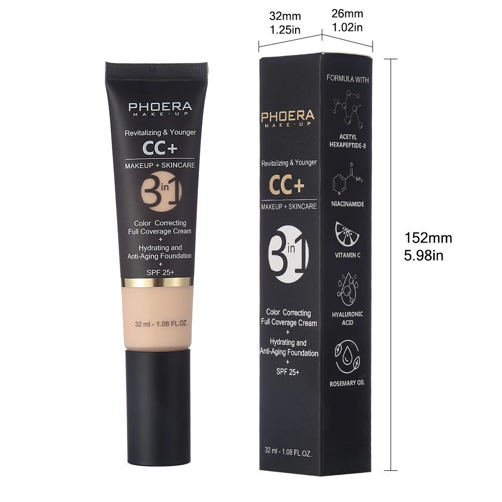 PHOERA Liquid Foundation Correcting Color Cream Foundation Anti-Aging Serum CC Foundation