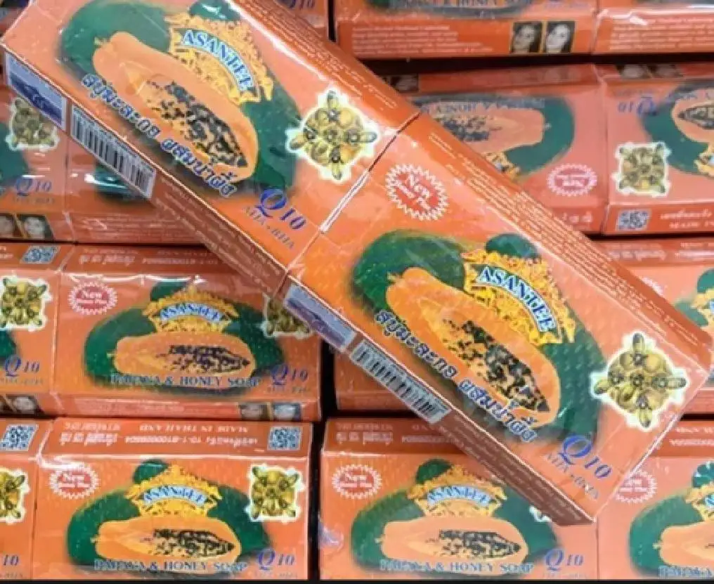 Asantee Papaya & Honey Soap, authentic Thai herbs. Helps fight acne and wrinkles white skin