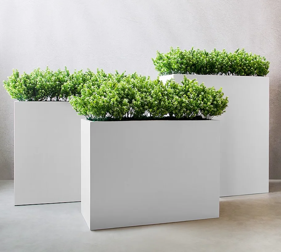 Modern Square Fiberglass Floor-Standing Vase PC1247-17079 Rectangle Planter Shopping Mall Hotel Beautiful Soft Flower Pot
