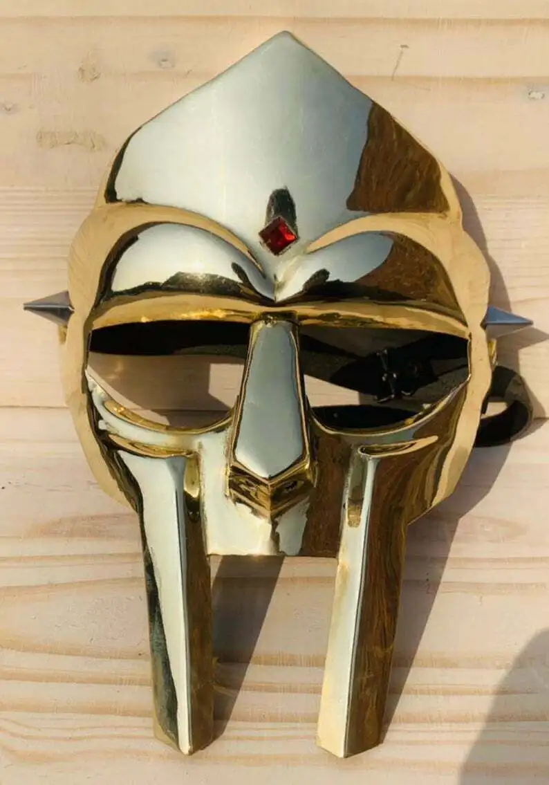Средневековая MF Doom гладиаторская маска с золотой отделкой латунный защитный шлем для лица Рождественский 18Ga стальной гладиаторский от производителя