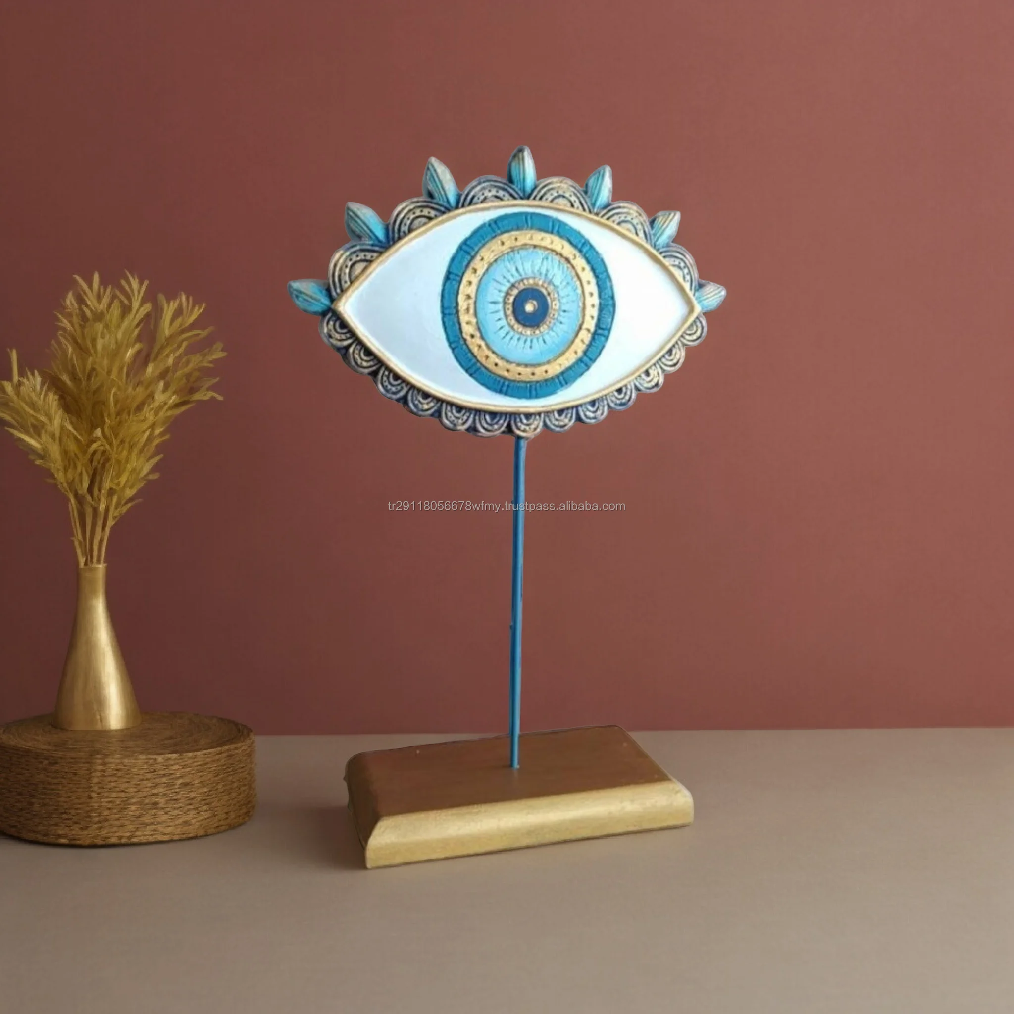 Evil Eye Sculpture with Pedestal For Shelf Decor Home Accent Modern Luxury Home decoration resin crafts