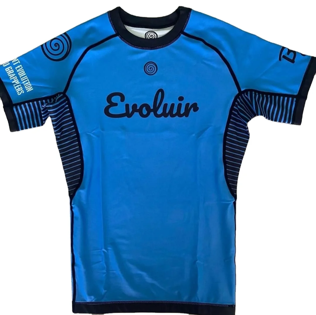 High Quality Cheap Prices Custom Sublimated Shorts Sleeve Boxing Rash Guard / Custom Design Made Jiu Jitsu Rash Guard