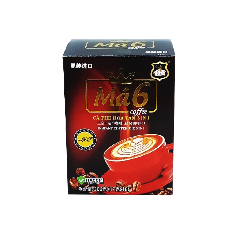 Top Best Selling 24 months shelf life MA6 Manufacturer OEM Caffeeinated INSTANT COFFEE 3IN1 From Vietnam