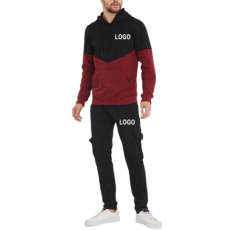 Wholesale OEM Service  navy Fitted Sweatsuit cheap Tracksuit Zipper Hooded Jogging Men Jogger Tracksuit for men