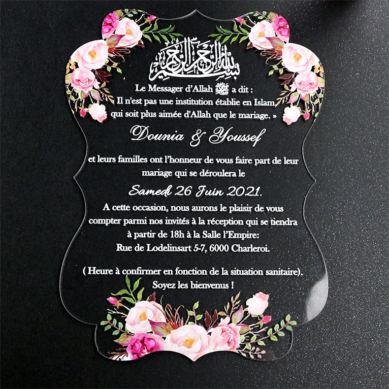 Hot Sale Custom Cards Luxurious Free Sample Wedding Invitation Golden Printed Clear Acrylic Invitations Wedding Cards