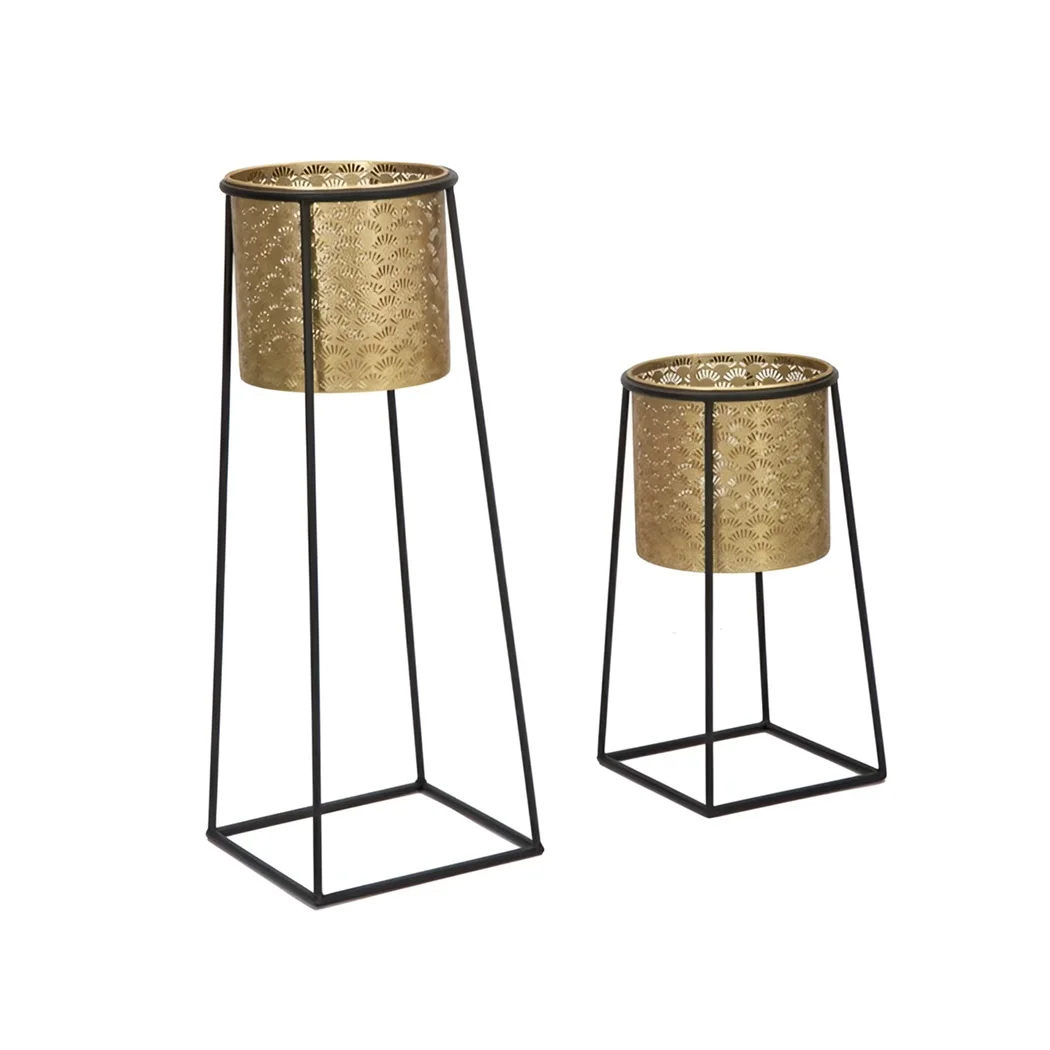 Meshing Pot With Stands For Nursery Plants Holding Planter Pot Antique Golden Luxury Flower Pot Wedding Decor Planter Set