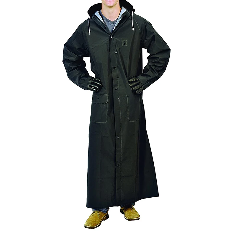 Cheap price custom heavy duty waterproof work rain coat adults men rainwear raincoat with hood