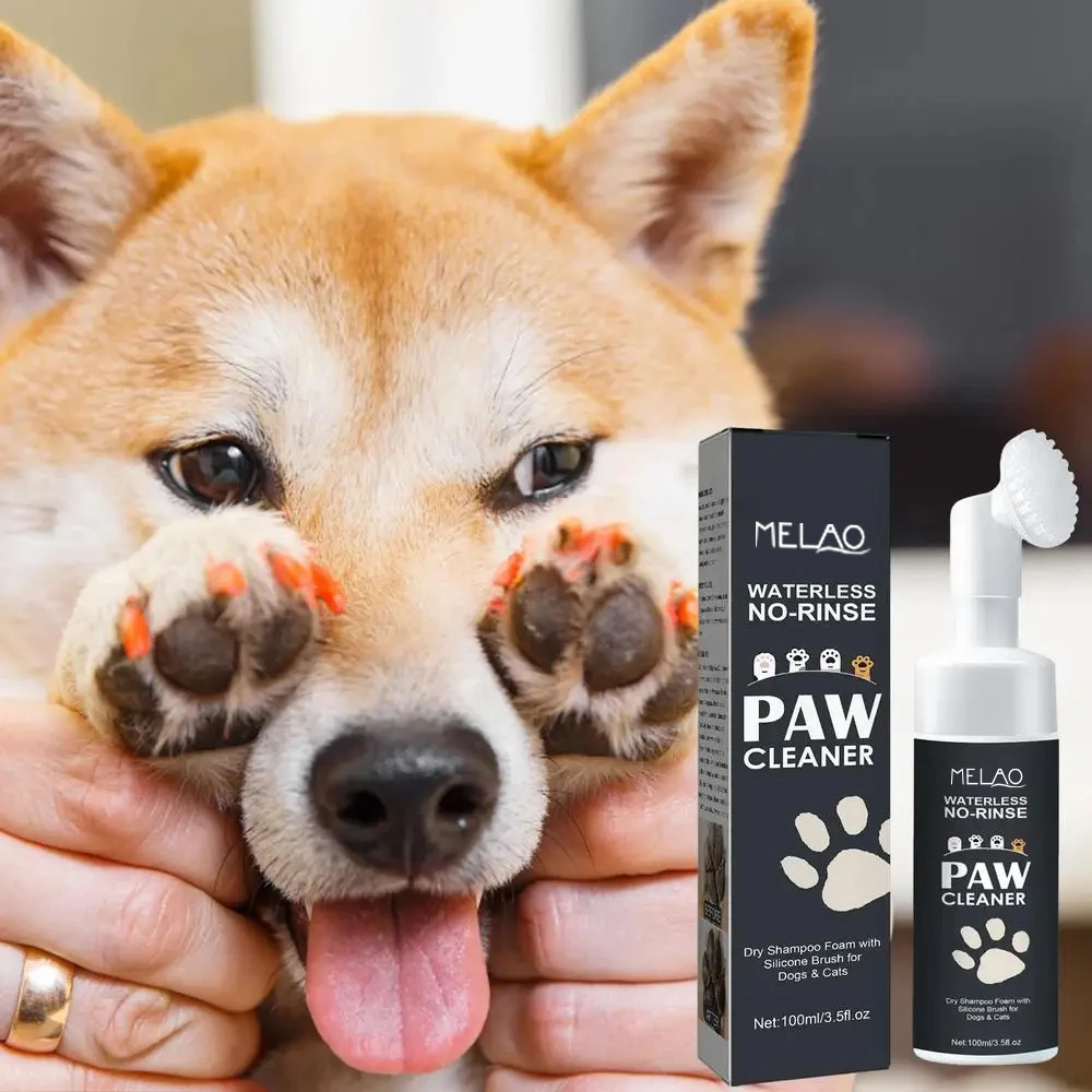 Natural Ingredients Rinse-Free Cat Paw Deep Cleanser Paw Cleaner Foam Pet Shampoo With Dog Brush