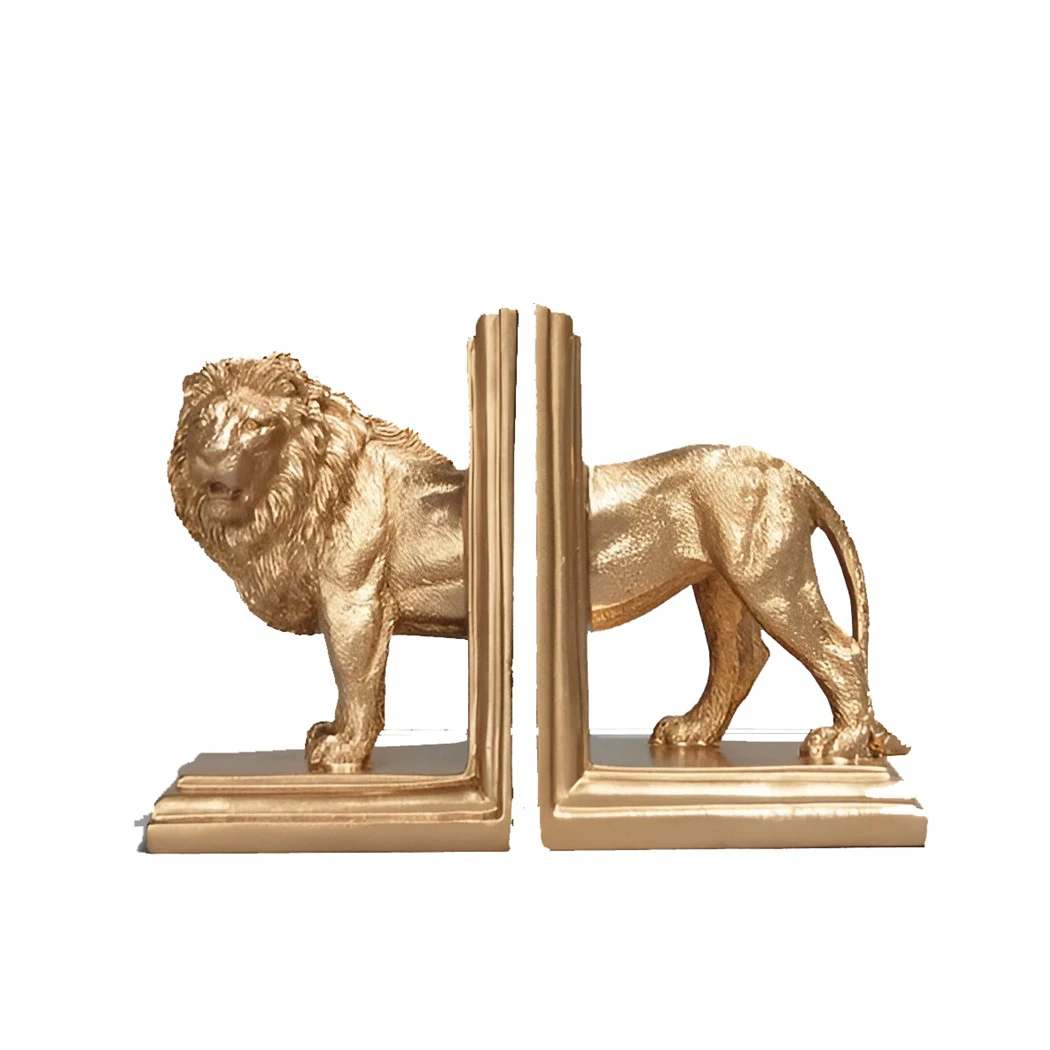 Casting Design Aluminum Deer Golden Head and Black Base Bookend for Magazine Holder Book Stand Animals Bookends