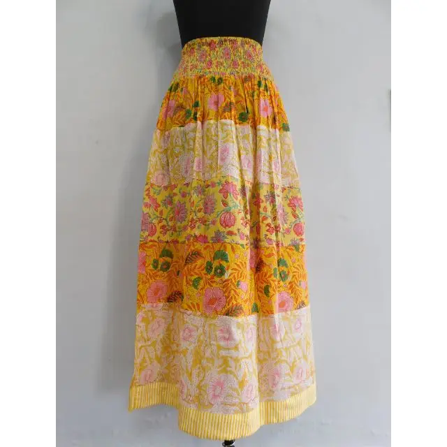 Cotton long skirt handmade block printed designer long skirts