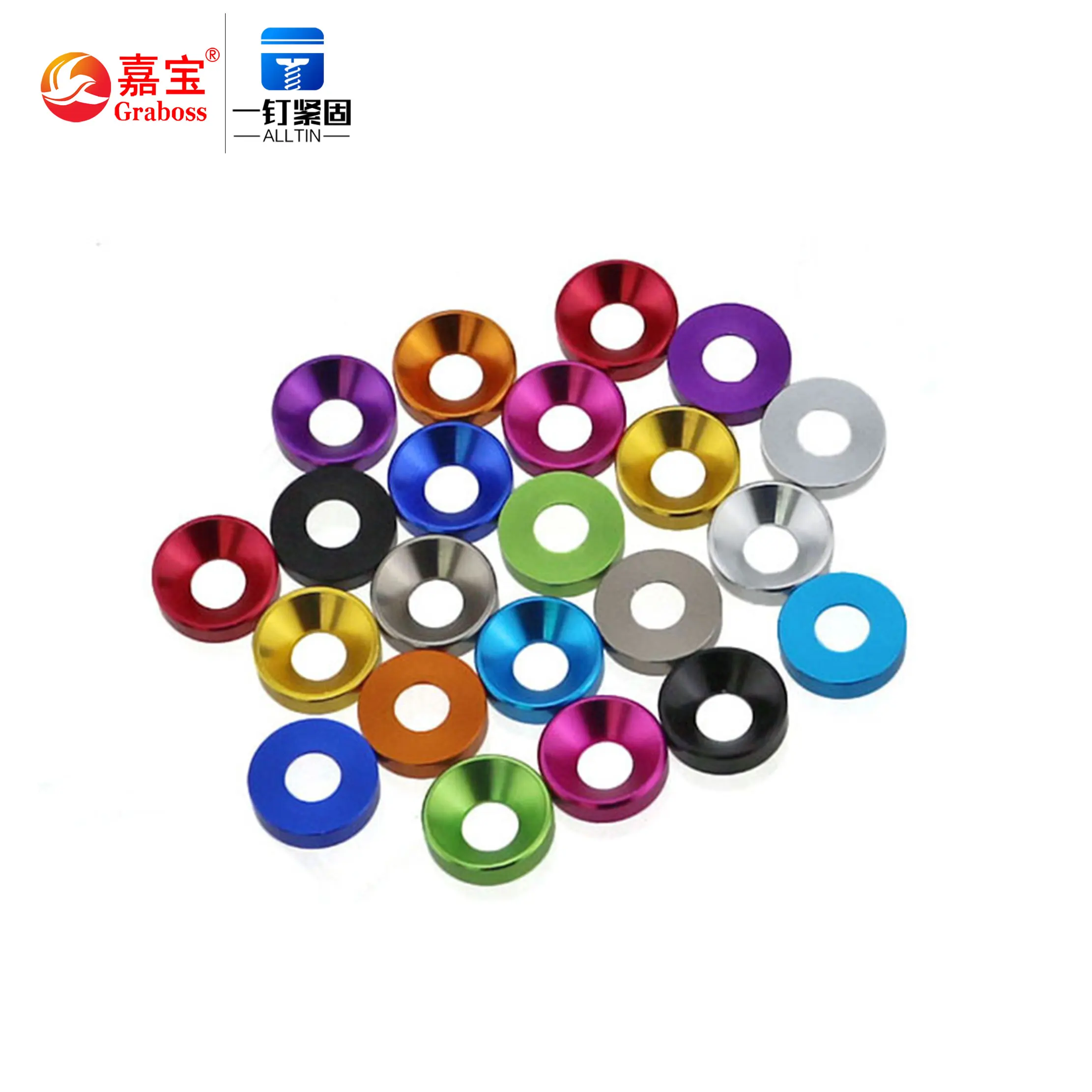 Aluminum alloy countersunk washer colorful decorative washer M3 M4 M5 M6 M8 abrasion resistant scratch drawing washer