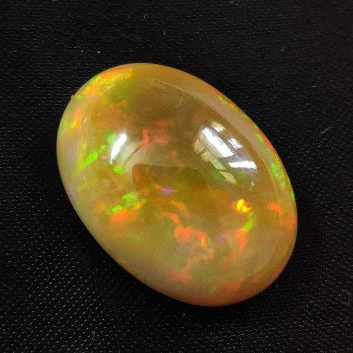 Natural Ethiopian opal 21x15mm oval cabochon 14.35 cts genuine opal cab for jewelry full of fire oval yellow opal gemstones cab
