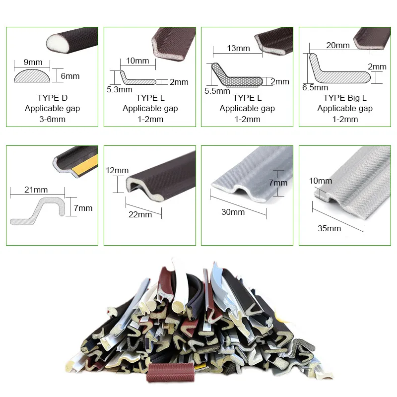 Good quality sealing strip custom size PU foam sealing strip self-adhesive wood door cabinet door seals