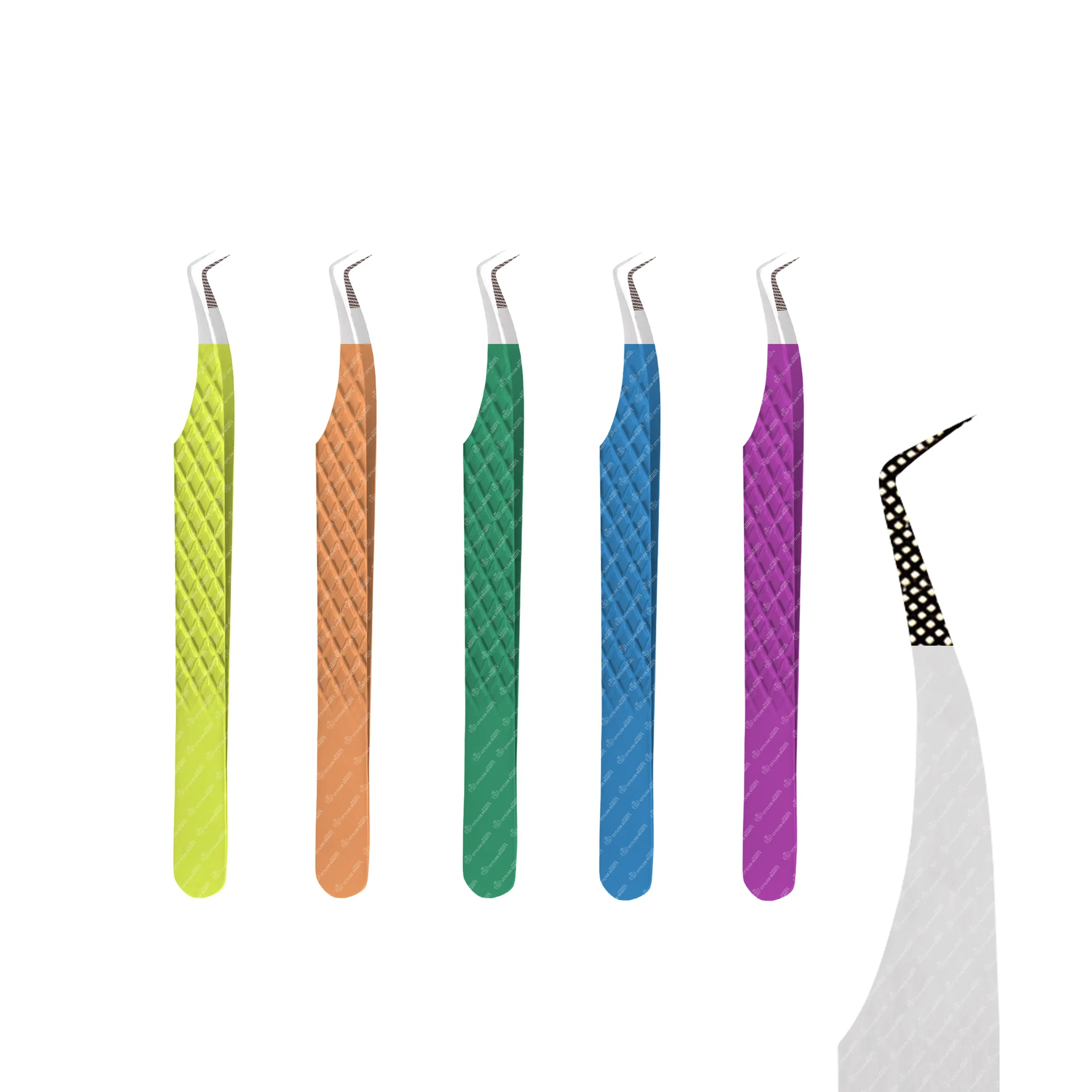 Russian Volume High Quality Eyelash Extension Tweezers Diamond Grip Fiber Tip Lash Tweezers Eyelash Extension Tweezers