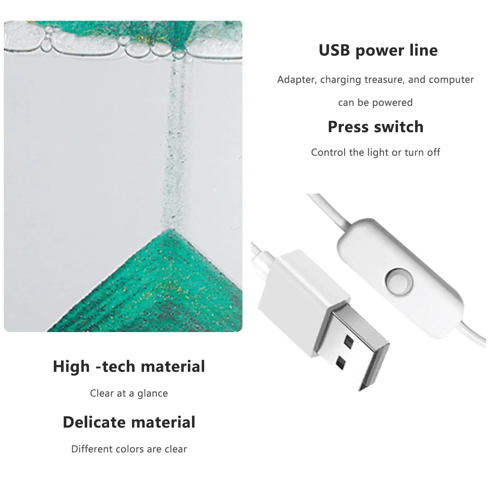 Dynamic Quick Sand Lamp Table Desk Lamp with Wooden Base Moving Sand Art Lamp