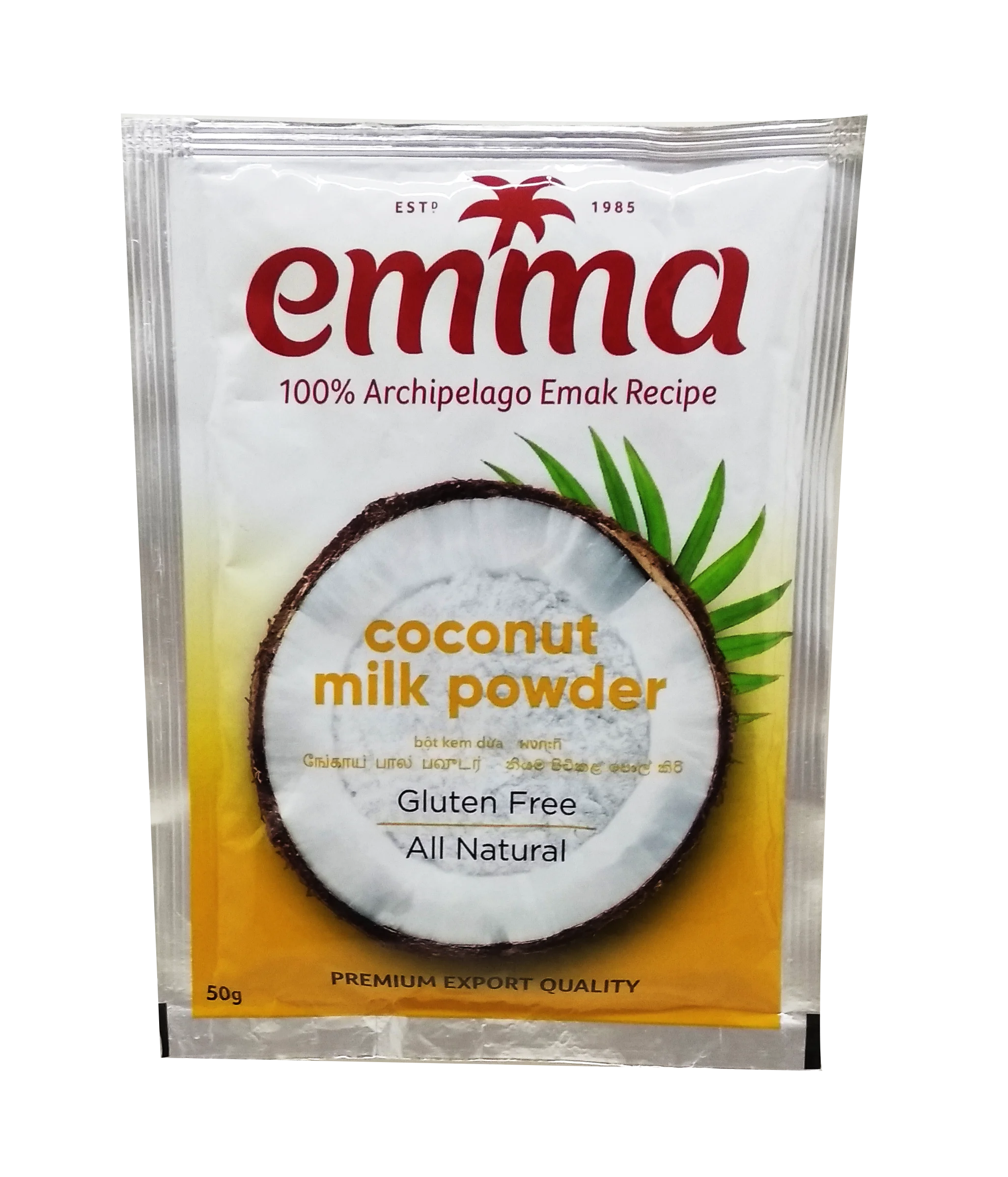 Supplier Wholesales Malaysia Different Fat Content Natural Sweet Coconut Cream Powder Vacuum Pack 50g Weight Yellow Packing