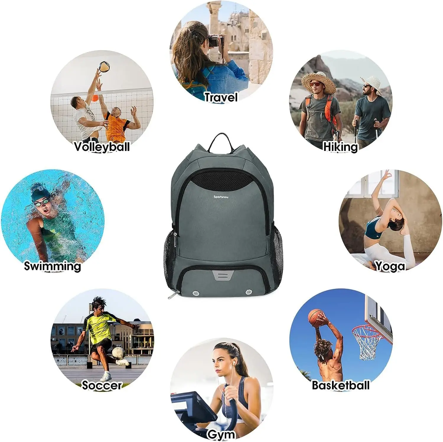 Drawstring DeepRed Backpack Soccer Basketball Backpack with Shoe & Ball Compartments and Wet Pocket Gym Bag Slackpack Men Women