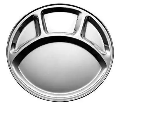 Excellent Quality Stainless Steel Round Partition Dinner Plate for Serving Food from Indian Exporter and Supplier