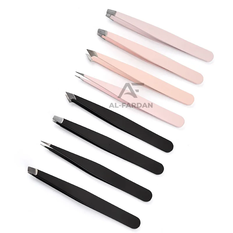 High Quality Black Brow Extension Tweezers Slanted Tip High Quality Stainless Steel Anti-Static Custom Logo Eyebrow Tweezer