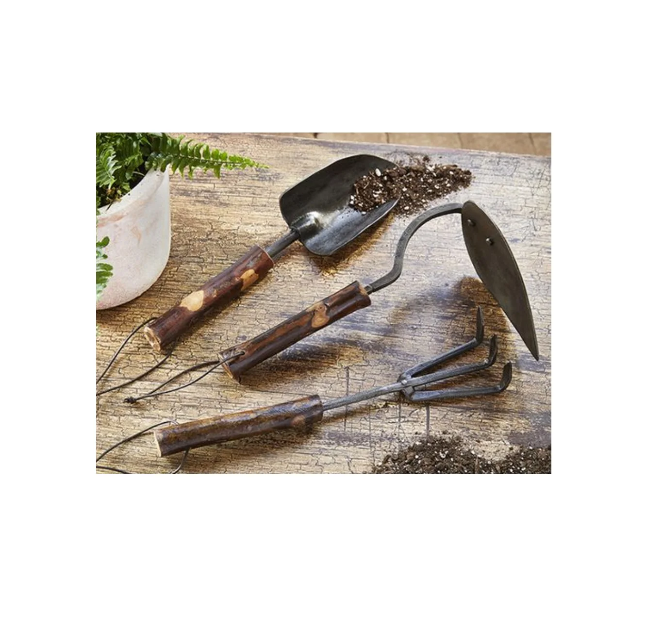 Fabulous Design Gardening Tools Set With Wooden Handles Creative Metal Wood Material Gardening Tool Kit In Wholesaler Price