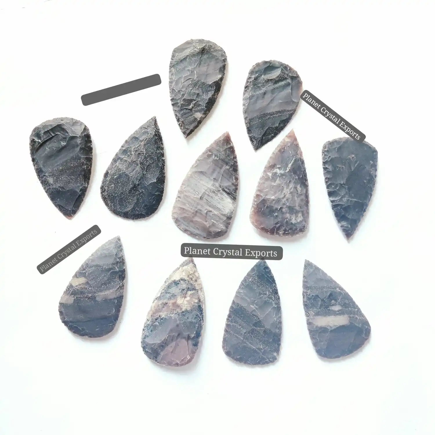 Hand-Knapped 4 Inch Indian Agate Biface Natural Crystal Quartz Folk Art Jasper Stone Semi-Precious Stone Crafts Chakra Style