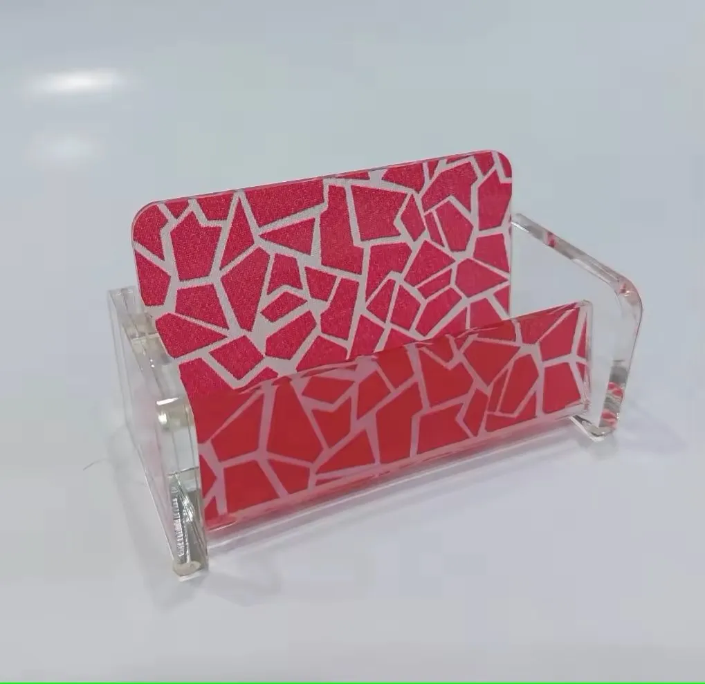 Premium Black Acrylic Desk Organizer with Multiple Custom Color Options Business Card Holders for Professional Office Use