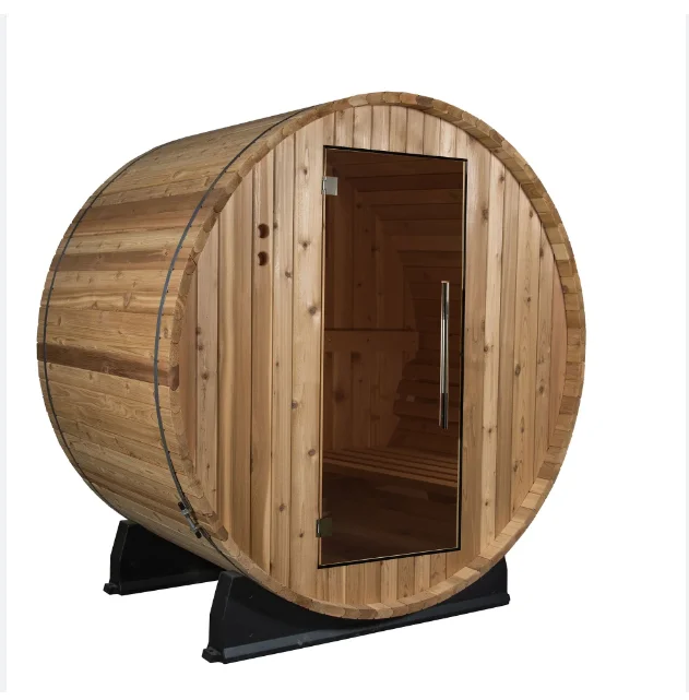 Sauna Barrel With Vestibule 4 Person Bath Steam And Model E7 Ergo-series Sauna Barrel