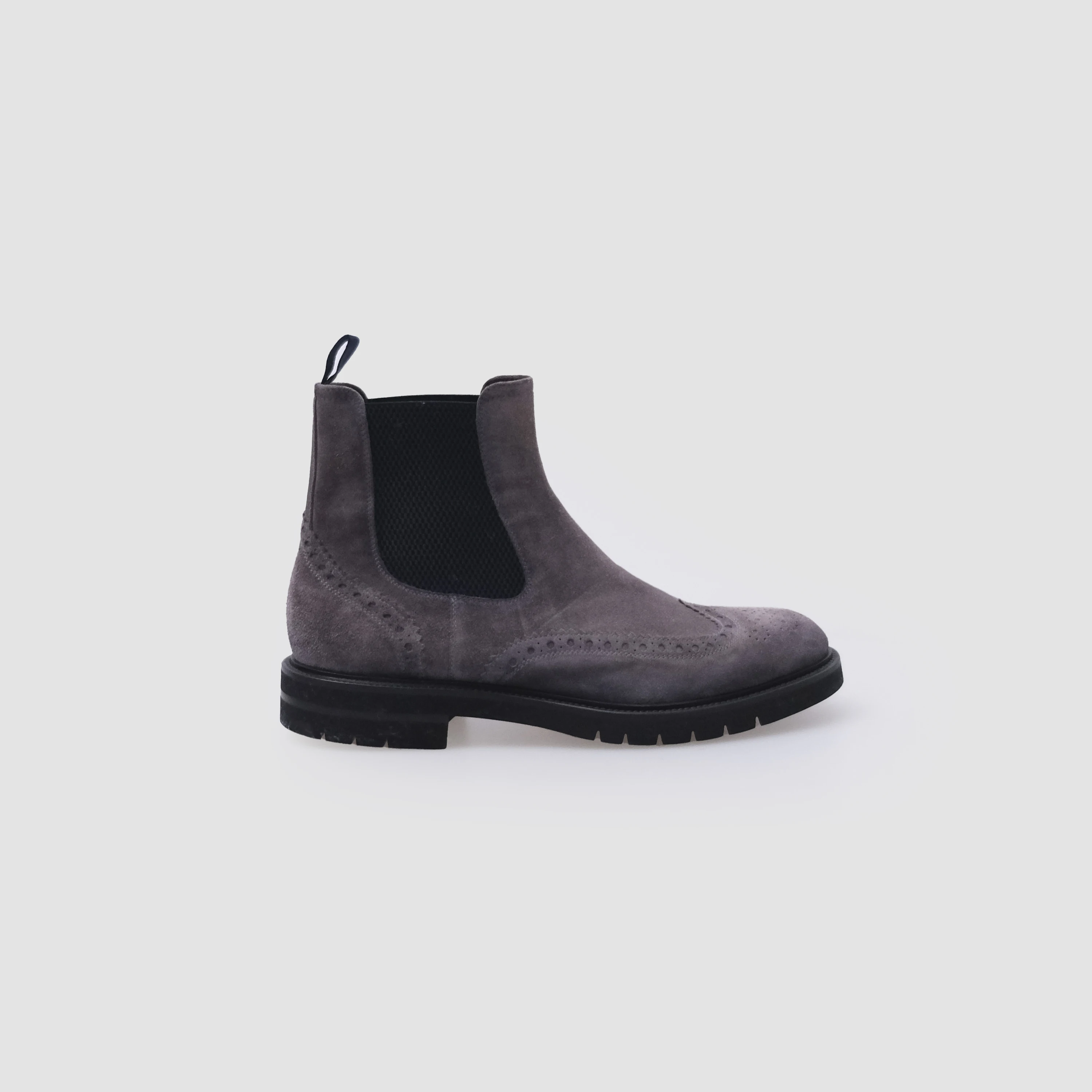 Classic Trendy Chelsea Men Boots Best Quality Casual Ankle Boots Gray and Light blue suede leather with rubber sole